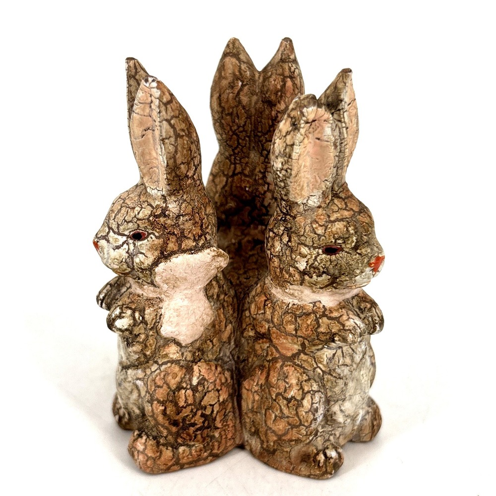 Bethany Lowe Bunny Trio Figurine 3" Rabbit Easter Antique Look - Picture 2 of 6